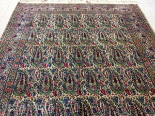 VERY FINE KERMAN RUG WITH BOTEH DESIGN
EXCELLENT CONDITION
NO REPAIRS,NO SMELL,NO WORN AREAS
THE SIZE IS 5'3 BY 8'7 FT               