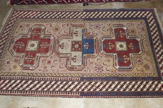 19th cent Caucasian Cabistan, Size: 5' x 3'4",  amazing barber pole borders,  hand washed.                 