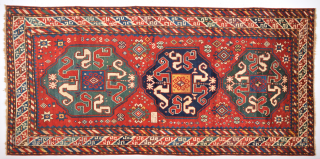 1868 Dated Caucasian Wolkanband rug.It's in perfect condition and all is original Size 130 x 275 cm                