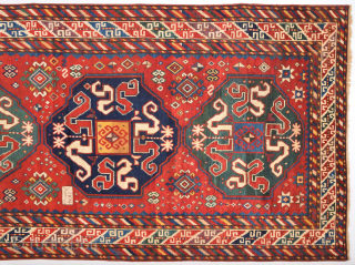1868 Dated Caucasian Wolkanband rug.It's in perfect condition and all is original Size 130 x 275 cm                