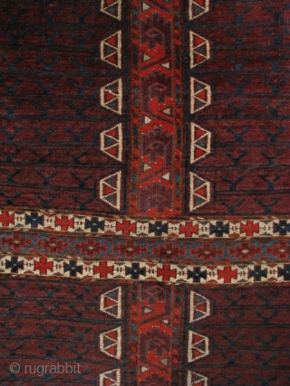 Yomud Engsi, West Turkestan from the mid 19th century. It is 5’4” x 4’1”. Exhibited in “Rugs from Private Collections in the Thirteen Original States", Marketplace Design Center, Philadelphia, Eight International Conference  ...