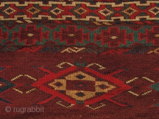 Yomud Engsi, West Turkestan from the mid 19th century. It is 5’4” x 4’1”. Exhibited in “Rugs from Private Collections in the Thirteen Original States", Marketplace Design Center, Philadelphia, Eight International Conference  ...