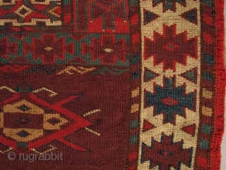 Yomud Engsi, West Turkestan from the mid 19th century. It is 5’4” x 4’1”. Exhibited in “Rugs from Private Collections in the Thirteen Original States", Marketplace Design Center, Philadelphia, Eight International Conference  ...