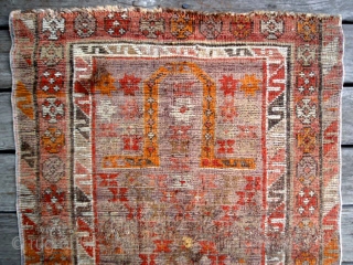 Caucasian Prayer Rug measuring 3.9 x 2.7. 17-photos upon request.                       