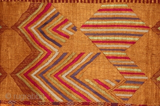 Sarpallu Phulkari from East (Punjab)India called As Sarpallu(Patang Design).Proper Samalsar, kotkapura of Punjab India.One of the rare design in Indian Phulkari.(DSE02180).            