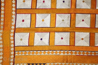 Phulkari From West(Pakistan)Punjab India Called As Shisha(Mirror)Design Bagh.C.1900. Floss Silk on Hand Spun Cotton khaddar Cloth.(DSLE04190).                 