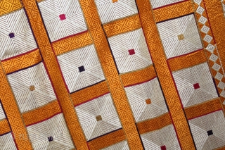 Phulkari From West(Pakistan)Punjab India Called As Shisha(Mirror)Design Bagh.C.1900. Floss Silk on Hand Spun Cotton khaddar Cloth.(DSLE04190).                 