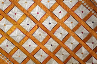 Phulkari From West(Pakistan)Punjab India Called As Shisha(Mirror)Design Bagh.C.1900. Floss Silk on Hand Spun Cotton khaddar Cloth.(DSLE04190).                 