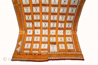 Phulkari From West(Pakistan)Punjab India Called As Shisha(Mirror)Design Bagh.C.1900. Floss Silk on Hand Spun Cotton khaddar Cloth.(DSLE04190).                 