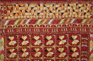 Phulkari From East(Punjab)India Called As Phulkari. Rare Design. Floss Silk on Hand Spun Cotton khaddar Cloth. Its size is 126cm x 224cm.(DSLI05100).           