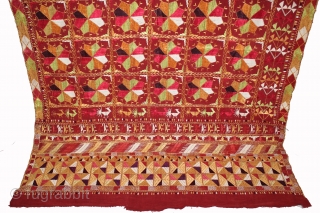 Phulkari From East(Punjab)India Called As Phulkari. Rare Design. Floss Silk on Hand Spun Cotton khaddar Cloth. Its size is 126cm x 224cm.(DSLI05100).           