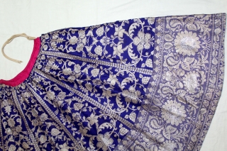 Wedding Skirt Zari (Real Silver) Brocade From Varanasi, Uttar Pradesh. India.Called As Marwadi Lehenga.(DSL05350).                   