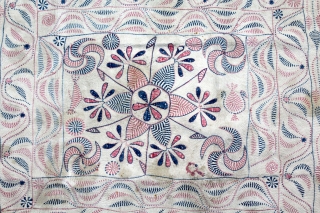 Kantha Embroidery with Cotton thread Kantha Probably From Faridpur District of East Bengal(Bangladesh) Region India.C.1900.Its size is 77cm x 83cm.(DSC05800).             