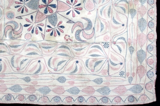 Kantha Embroidery with Cotton thread Kantha Probably From Faridpur District of East Bengal(Bangladesh) Region India.C.1900.Its size is 77cm x 83cm.(DSC05800).             