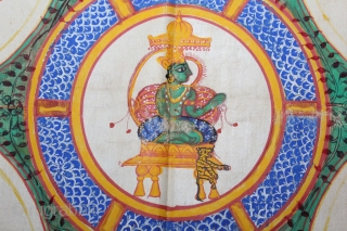 Jain Cosmic Diagram Depicting Tirthankara Yantra with Mahavira From Gujarat India.Circa 1900.Its size is 68cm X 68cm.(DSL03520).                