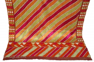 Phulkari From East(Punjab)India Called As Punjabi Bagh.Rare Design.Floss Silk on Hand Spun Cotton khaddar Cloth.Its size is W-135cm X L-232cm.(DSE04210).             