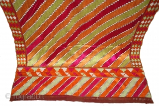 Phulkari From East(Punjab)India Called As Punjabi Bagh.Rare Design.Floss Silk on Hand Spun Cotton khaddar Cloth.Its size is W-135cm X L-232cm.(DSE04210).             