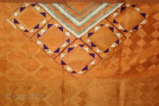 Phulkari From West (Pakistan)Punjab India Called As Vari-Da-Bagh.Rare Ghunghat Design.Floss Silk on Hand Spun Cotton khaddar.This bagh was gifted to the bride by her in-laws when she was entering their house, her  ...