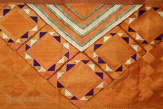 Phulkari From West (Pakistan)Punjab India Called As Vari-Da-Bagh.Rare Ghunghat Design.Floss Silk on Hand Spun Cotton khaddar.This bagh was gifted to the bride by her in-laws when she was entering their house, her  ...