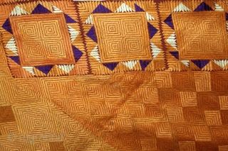 Phulkari From West (Pakistan)Punjab India Called As Vari-Da-Bagh.Rare Ghunghat Design.Floss Silk on Hand Spun Cotton khaddar.This bagh was gifted to the bride by her in-laws when she was entering their house, her  ...