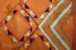 Phulkari From West (Pakistan)Punjab India Called As Vari-Da-Bagh.Rare Ghunghat Design.Floss Silk on Hand Spun Cotton khaddar.This bagh was gifted to the bride by her in-laws when she was entering their house, her  ...