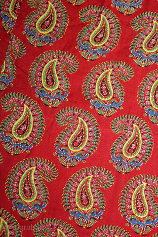 Manchester Roller Print Cotton Ghaghra(Skirt) From Shekhawati District Of Rajasthan India.C.1900.Manchester England made for Indian Market.Its size is W-86cm to 12 Miters.(DSC05820).           