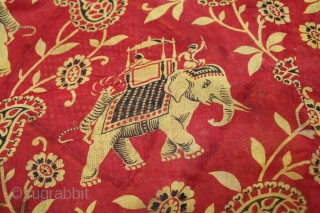 Rare Roller Print from Manchester England made for Indian Market,Used for Thal cover in Rajasthan India. Roller Printed on Cotton.Its size is 76cm X 76cm.(DSL02220).        