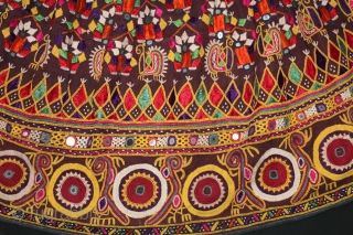 Bhansali Wedding Ghaghra (Skirt) Silk Embroidery with Mirrorwork,from Kutch Gujarat India.Its size is 83cm X 300cm.(DSL02770).                 