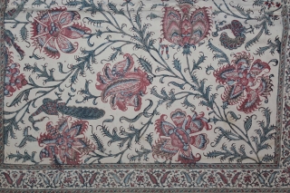 Kalamkari Palampore From South India. Made for Export Market.C.1900.Its size is 60cm X 60cm.(DSL03560).                   