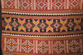 Camel Bag flatwoven textile from thar Desert Region near Jaisalmer Rajesthan India or Sind Area Pakistan.Its size is 82cm x 144cm.It was used festive occassions.(DSL03570).        