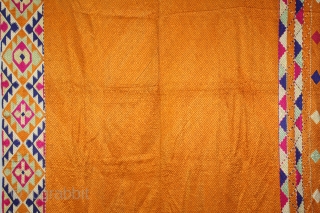 Vari-Da-Bagh From West(Pakistan)Punjab India Called As Vari-Da-Bagh.C.1900. Rare Panch Rangi Side Borders. Floss Silk on Hand Spun Cotton khaddar Cloth. Its size is 134cm x 246cm.(DSL04260).       