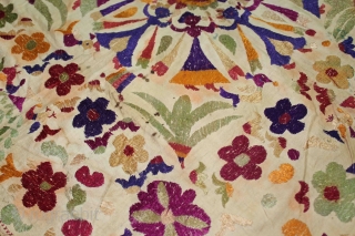 Chamba Rumal from Himachal Pradesh India. Krishna and Gopis dancing (rasa leela).Cotton Silk Embroidered Early 20th century.Its size is 80cm X 83cm.(DSL01710).           