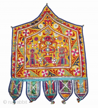 Ganesh Sthapana Wall Hanging From Saurashtra Gujarat India.The Folk Art of Gujarat.Its size is 54cm x 72cm.(DSL04280).                