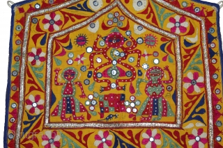 Ganesh Sthapana Wall Hanging From Saurashtra Gujarat India.The Folk Art of Gujarat.Its size is 54cm x 72cm.(DSL04280).                