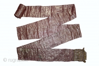 Turban Zari Lappa Pagh (Real Silver and Gold) from Jamnagar,Gujarat India.C.1900.Length 15 miter.(DSL04270).                    