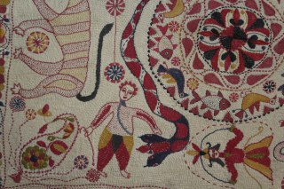 Rare Nakshi Kantha Embroidery with Cotton thread Kantha Probably From Faridpur District of East Bengal(Bangladesh) Region India.C.1900.Its size is W-46cm x L-62cm.(DSC06070).Please email me at indianarts1369@gmail.com       