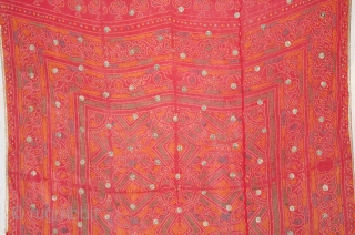 Tie and Dye Cotton Odhani(Bandhani) With Gota Patti Work From Rajasthan India.Its Size is 83cm X 198CM.(DSL01720).                