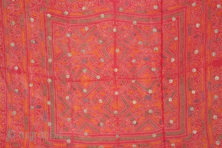 Tie and Dye Cotton Odhani(Bandhani) With Gota Patti Work From Rajasthan India.Its Size is 83cm X 198CM.(DSL01720).                