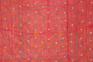 Tie and Dye Cotton Odhani(Bandhani) With Gota Patti Work From Rajasthan India.Its Size is 83cm X 198CM.(DSL01720).                