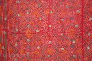 Tie and Dye Cotton Odhani(Bandhani) With Gota Patti Work From Rajasthan India.Its Size is 83cm X 198CM.(DSL01720).                