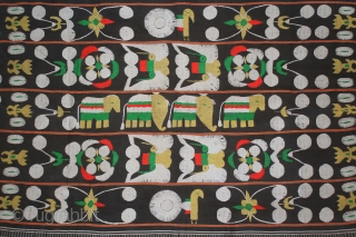 Naga Man’s Shawl from Manipur region India. Manipur for use by Eastern Angami Nagas,C.1930.Cotton embroidered with floss silk. Its size is W-118cm X L-192cm.(DSL02260).         