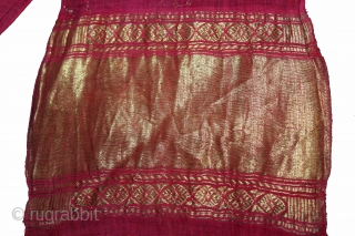 Turban (Pagh)Used on Ceremonial Royals family of Rajasthan India.C.1900.Cotton Turban with Gold Zari Work.Its size is length 15 to 18 miter Width 19"cm.(DSL03620).          