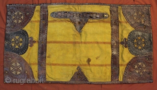 Horse Bag khadi cotton with leather work used by Rajput Marwari Family From Rajasthan India.Very rare bag.Its size is 60cmX110cm.(DSC001030).             