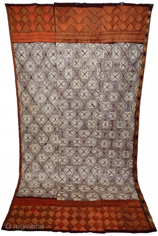 Phulkari From West(Pakistan)Punjab India Called As Rare Chand(Moon) Bagh.C.1900. Floss Silk on Hand Spun Cotton khaddar Cloth.(DSL04310).                