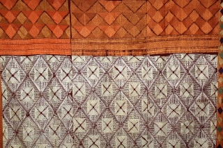 Phulkari From West(Pakistan)Punjab India Called As Rare Chand(Moon) Bagh.C.1900. Floss Silk on Hand Spun Cotton khaddar Cloth.(DSL04310).                