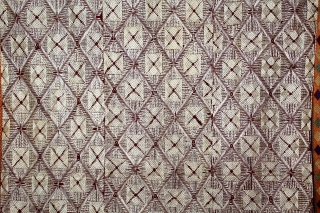 Phulkari From West(Pakistan)Punjab India Called As Rare Chand(Moon) Bagh.C.1900. Floss Silk on Hand Spun Cotton khaddar Cloth.(DSL04310).                