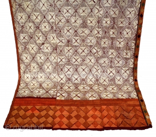 Phulkari From West(Pakistan)Punjab India Called As Rare Chand(Moon) Bagh.C.1900. Floss Silk on Hand Spun Cotton khaddar Cloth.(DSL04310).                