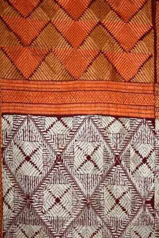 Phulkari From West(Pakistan)Punjab India Called As Rare Chand(Moon) Bagh.C.1900. Floss Silk on Hand Spun Cotton khaddar Cloth.(DSL04310).                