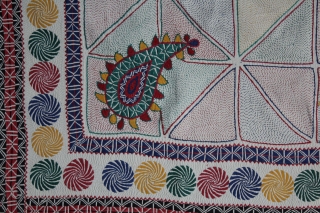 Kantha Quilted Embroidery with cotton thread Kantha Probably From Faridpur District,East Bengal(Bangladesh)region.India.C.1900.Its size is 109cm x 165cm.(DSL04300).                