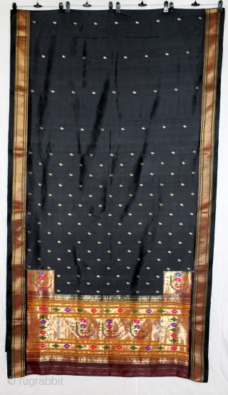 Rare Paithani sari, named after the Paithan region in Maharashtra India.It’s an real silver treads zari weave .where they are woven by hand. Made from very fine silk, it is considered as  ...